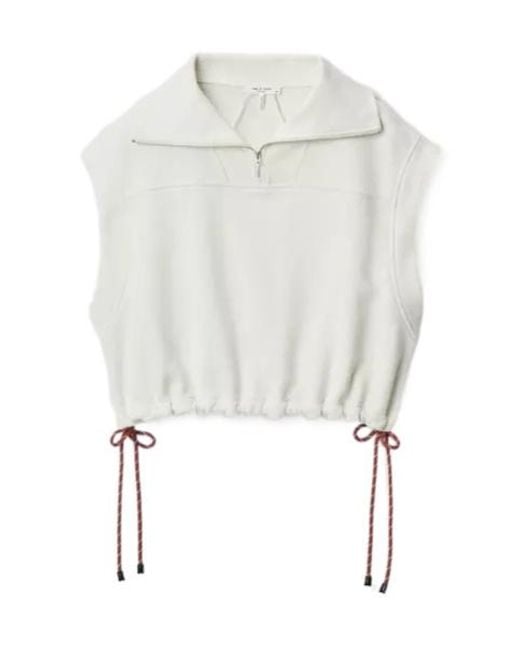 Rag & Bone White Vintage Terry Half-Zip Muscle Tee