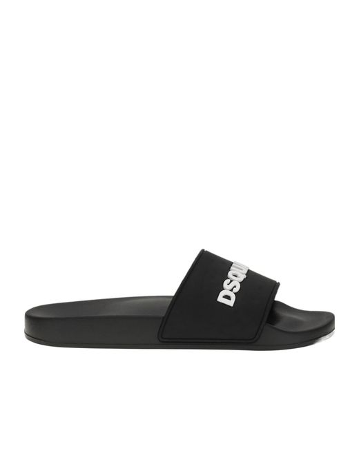 DSquared² Black Logo-Detailed Open-Toe Slides for men