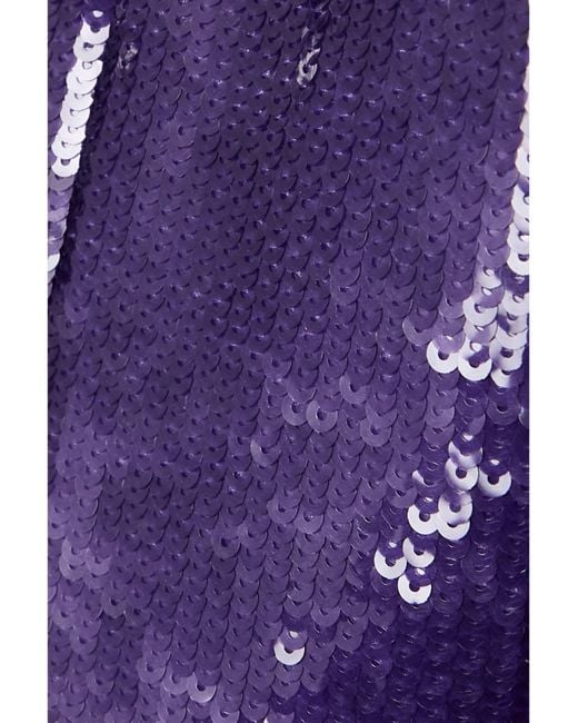 Huishan Zhang Purple Pleated Sequin Satin Maxi Dress