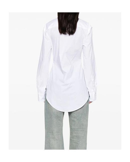 Jean Paul Gaultier Blue Stretch Cotton Shirt With Scanned Bra Print