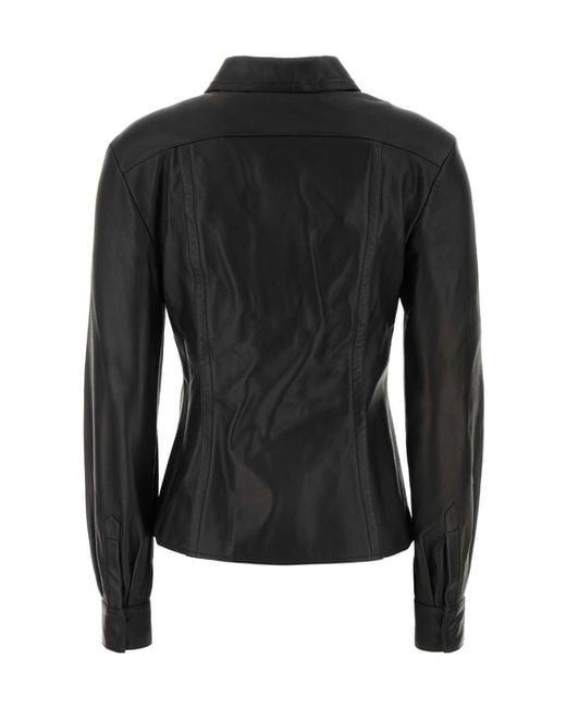 Alberta Ferretti Black Gloss Leather Shirt