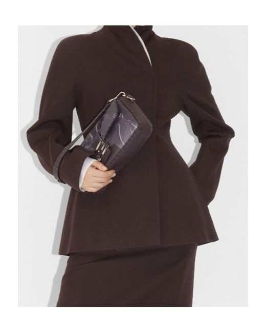 Fendi Black High-Neck Wrapped Tailored Jacket