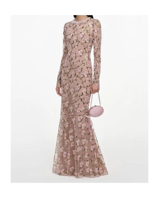 Self-Portrait Brown Floral Sequin Maxi Dress