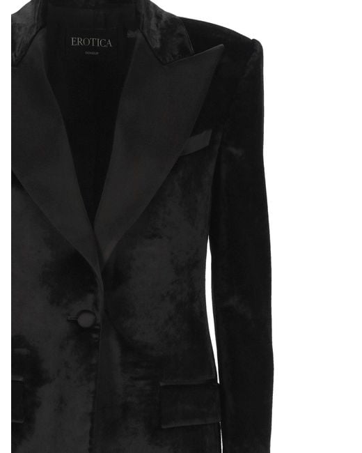 Dondup Black Velvet-Effect Single-Breasted Blazer