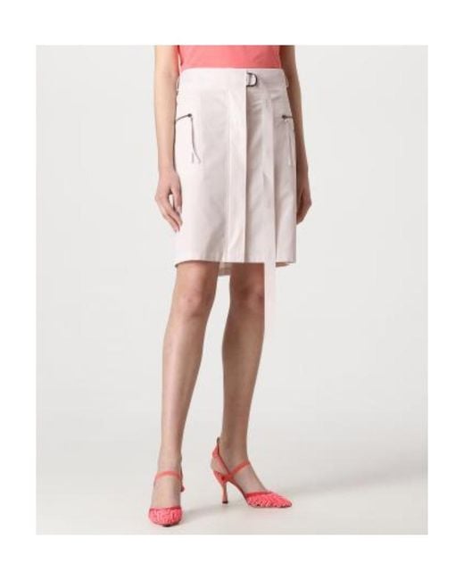 Fendi Pink Logo Printed Belted Skirt