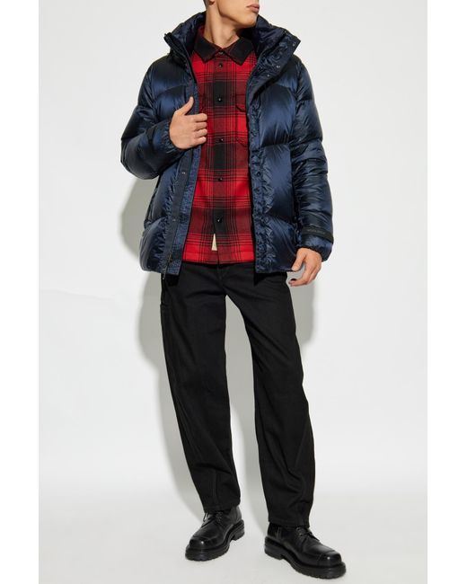 Woolrich Blue High-Neck Hooded Down Jacket for men