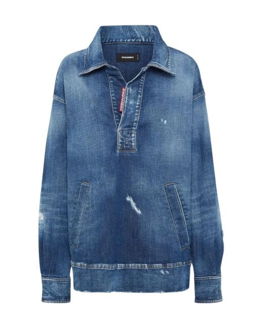 DSquared² Blue Distressed Denim Top