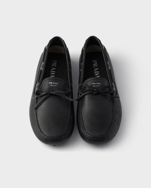 Prada Black Leather Driving Shoe for men