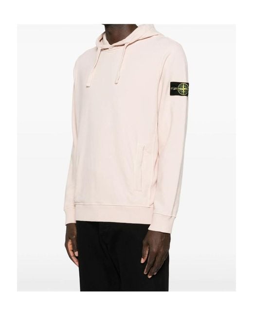 Stone Island Pink Compass-Patch Drawstring Hoodie for men