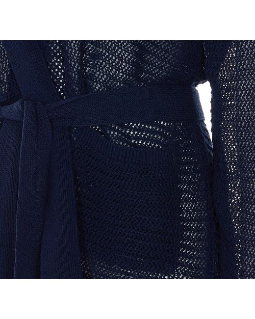 Twinset Blue Belted Open-Knit Cardigan