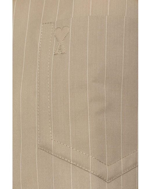 AMI Natural Ami Pinstripe Shirt Dress