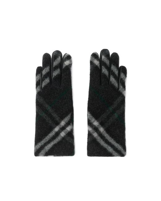 Burberry Black Checked Gloves
