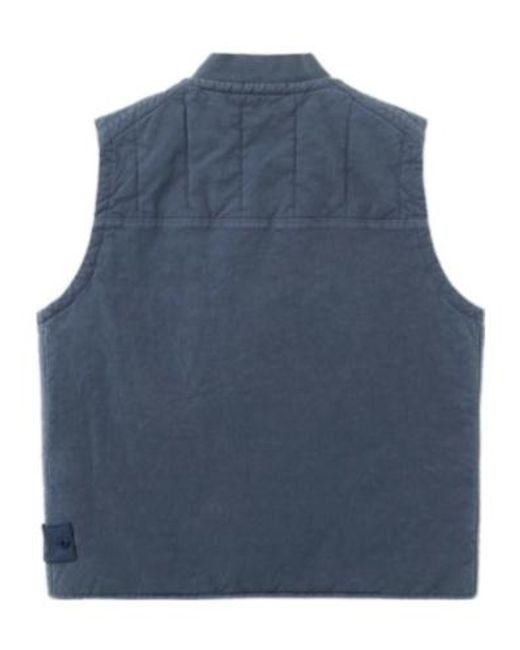 Stone Island Blue Quilted Zip Gilet for men