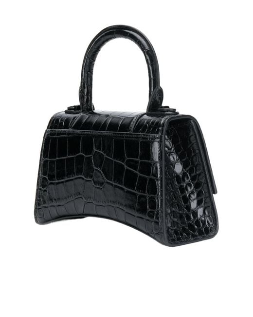 Balenciaga Black Hourglass Xs Top Handle Bag