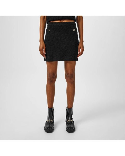 Gucci Black Wool Knit Mini Skirt