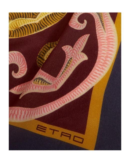 Etro Red Printed Silk Poncho