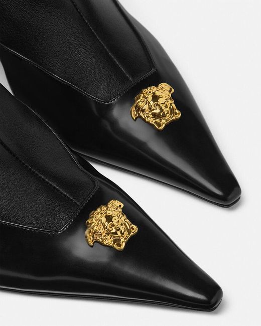 Versace Black Pointed-Toe Zipped Ankle Boots