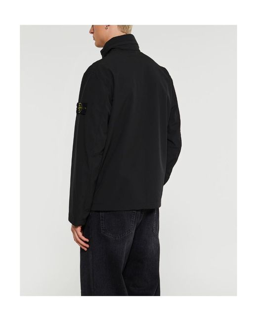Stone Island Black Logo Patch Hooded Jacket for men