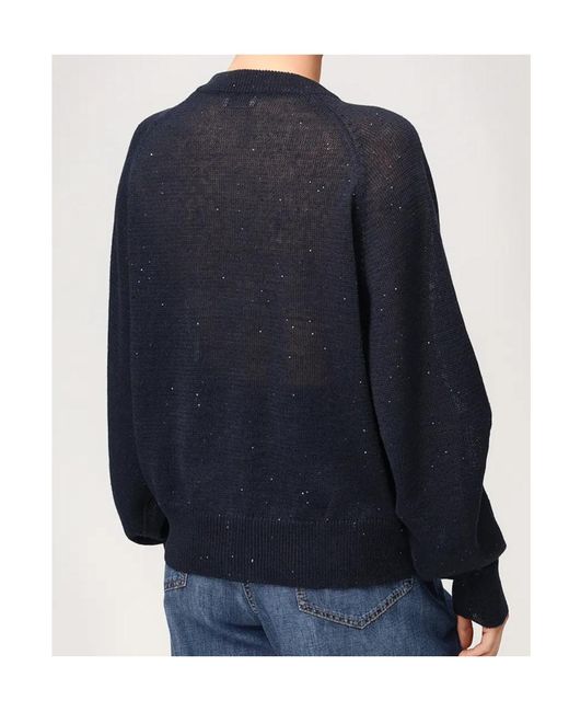 Brunello Cucinelli Blue Long-Sleeve Cardigan