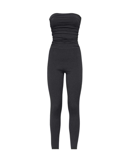 Khaite Blue Tela Strapless Fitted Jumpsuit
