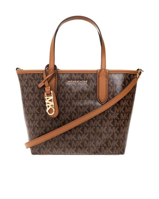 MICHAEL Michael Kors Brown Small Logo-Print Canvas Tote Bag