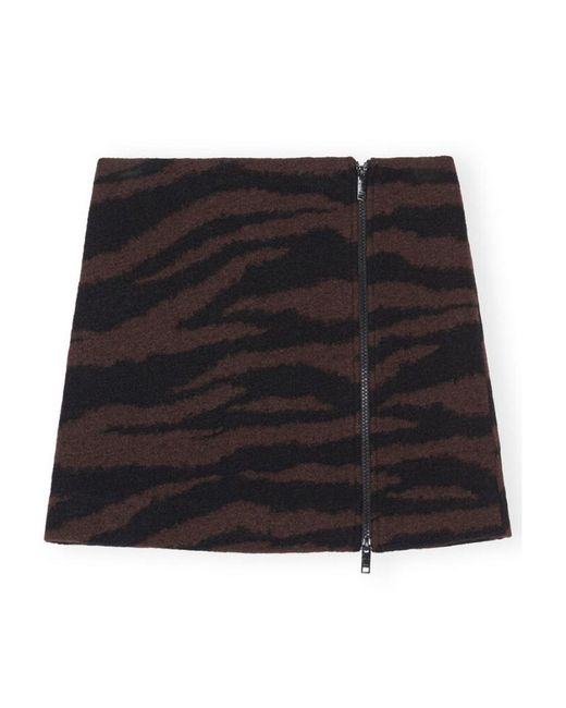 Ganni Black Tiger Jacquard High Waist Mini Skirt