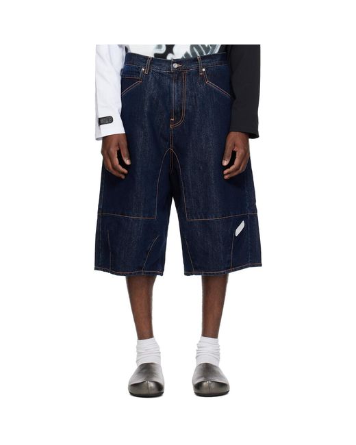 PDF CHANNEL Blue Pdf Channel Logo Denim Shorts for men