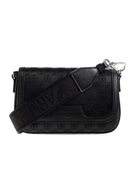 Emporio Armani Black Logo-Pattern Shoulder Bag