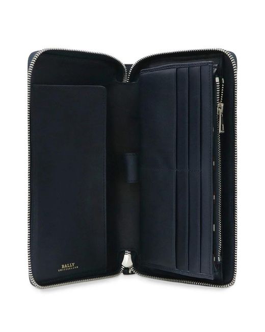 Bally Blue Logo Zipper Wallet for men