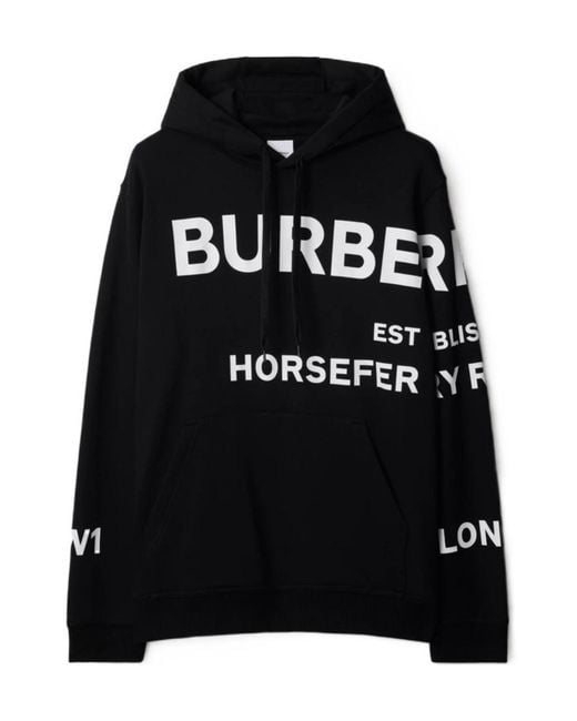 Burberry Black Horseferry Printed Hoodie for men
