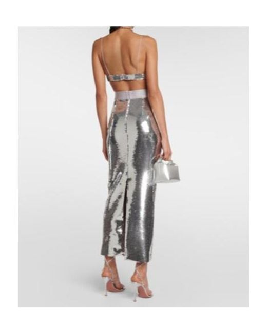 Alex Perry Gray Denton Sequin-Embellished Maxi Skirt