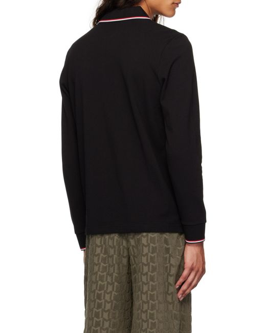 Moncler Black Logo Patch Long-Sleeved Polo Shirt for men