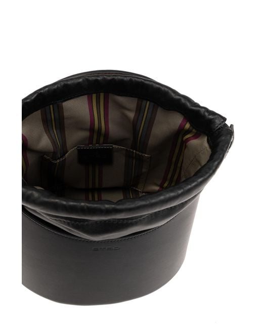 Etro Black Saturno Medium Drawstring Bucket Bag