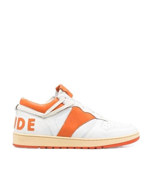 Rhude Pink Logo-Patch Leather Sneakers for men