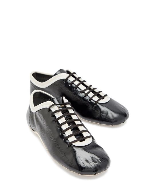 Dries Van Noten Black Crinkled Leather Sneakers