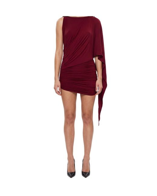Alex Perry Red Asymmetric One-Shoulder Mini Dress