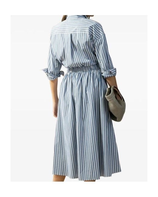 Brunello Cucinelli Blue Striped Dress