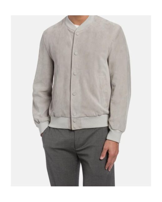 Dondup Gray Regular-Fit Suede Bomber Jacket for men