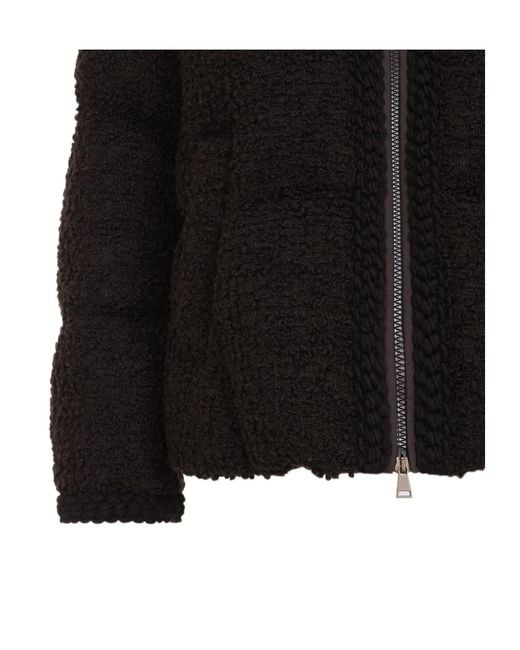 Moncler Brown Cristallin Hooded Wool Blend Short Down Jacket