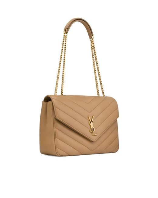 Saint Laurent White Loulou Foldover Top Large Shoulder Bag