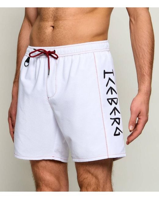 Iceberg Gray Logo Drawstring Swim Shorts for men