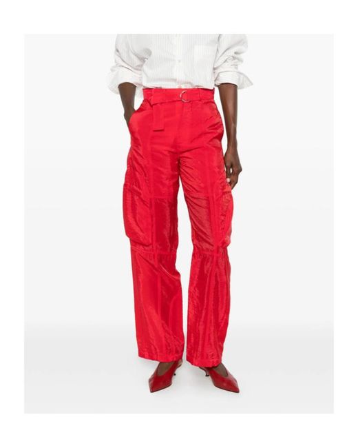 Frankie Shop Red Drawstring Waist Casual Pants