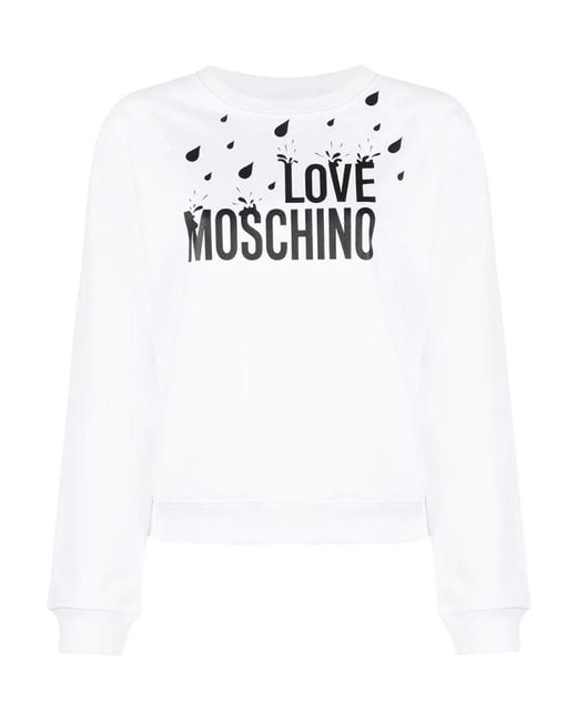 Moschino White Logo Round-Necked Sweater