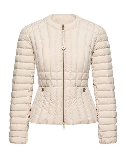 Moncler Natural Menthe Vertical-Quilted Short Down Jacket