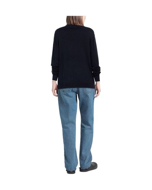 Weekend by Maxmara Blue Simple Solid-Color Turtleneck Knitwear