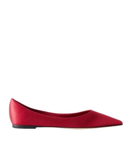 Jimmy Choo Red Satin Flats