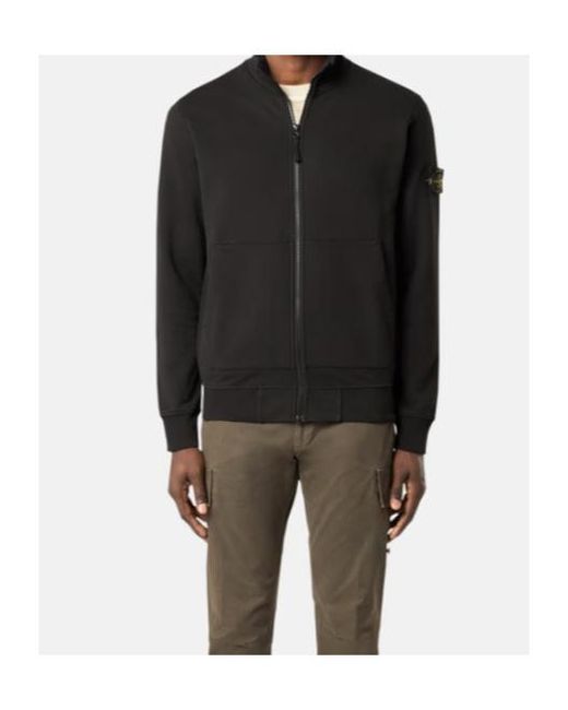 Stone Island Black Compass Patch Zip Up Sweatshirt for men