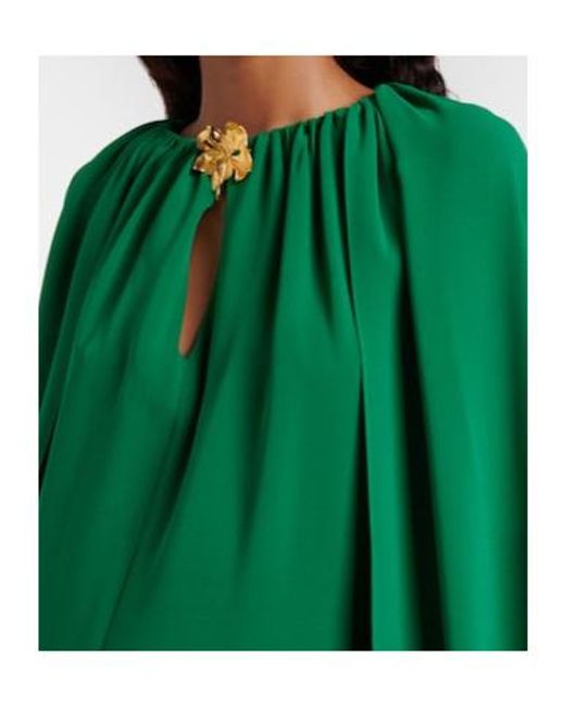 Oscar de la Renta Green Cyclamen Silk-Blend Georgette Kaftan