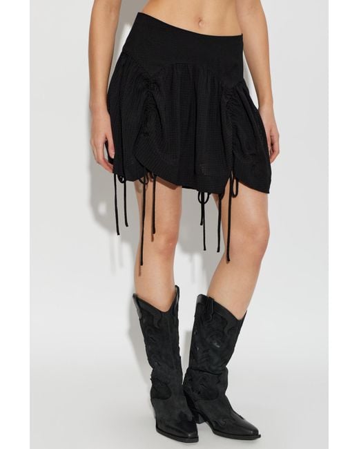 AllSaints Black Tie-Up Detail Midi Skirt