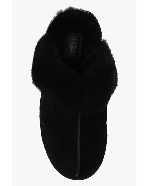 Ugg Black Disquette Logo Embossed Platform Slippers